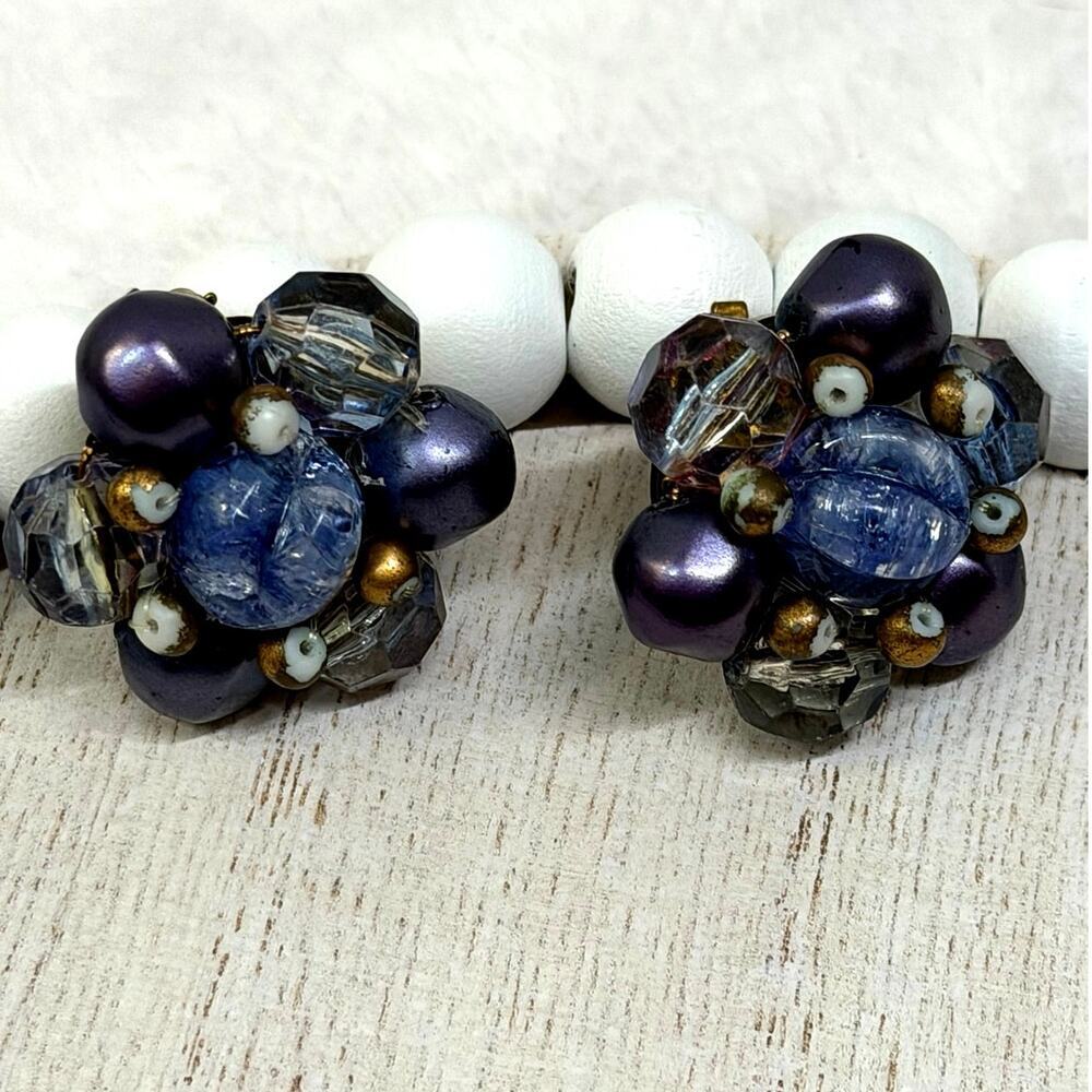 Vintage 50s W. Germany Bead Cluster Clip-Ons ✨ ✨
